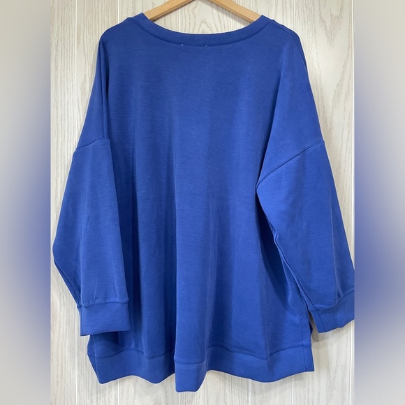 Cable & Gauge Studio 3X Buttery Soft Yummy Athleisure Top Mazarineblue NWT - Picture 3 of 3